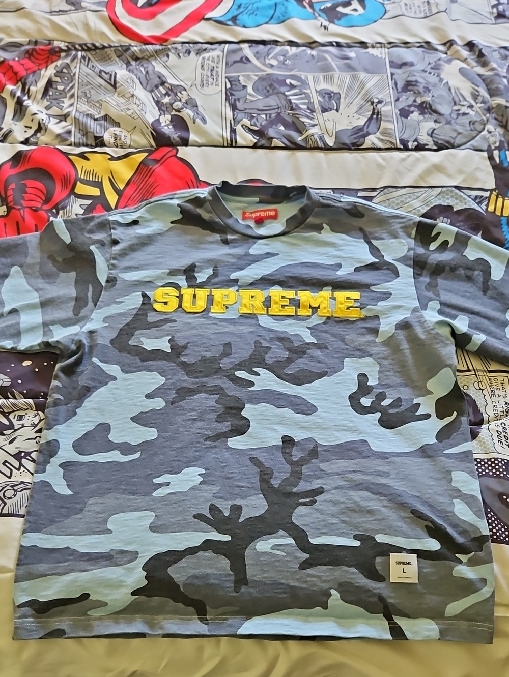 Supreme Camo Logo Tee - Blue/Gray